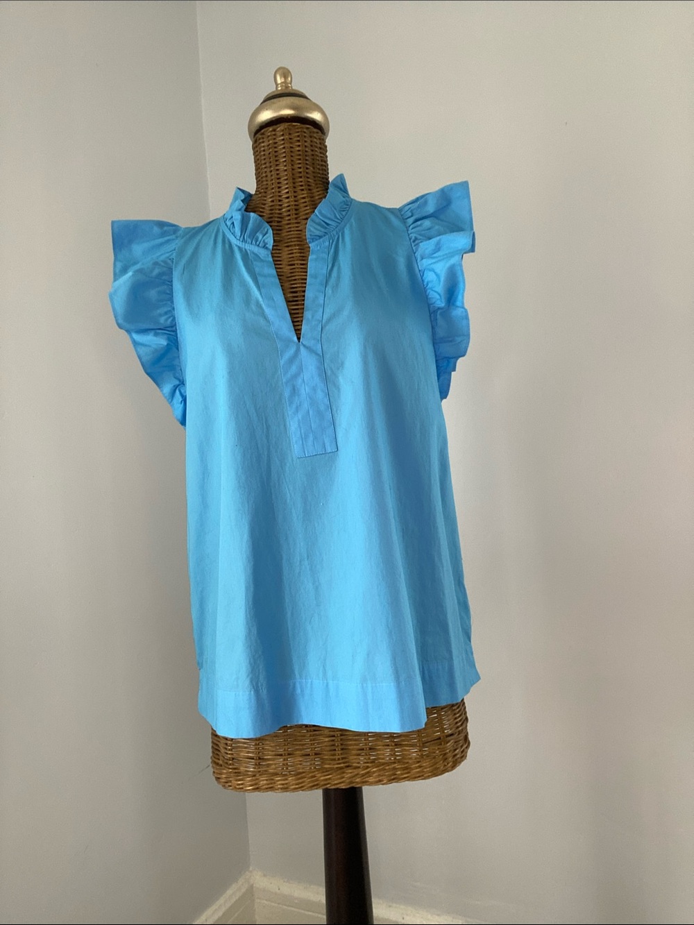 Lilly Pulitzer Sky Blue Ruffle Sleeve Popover Top